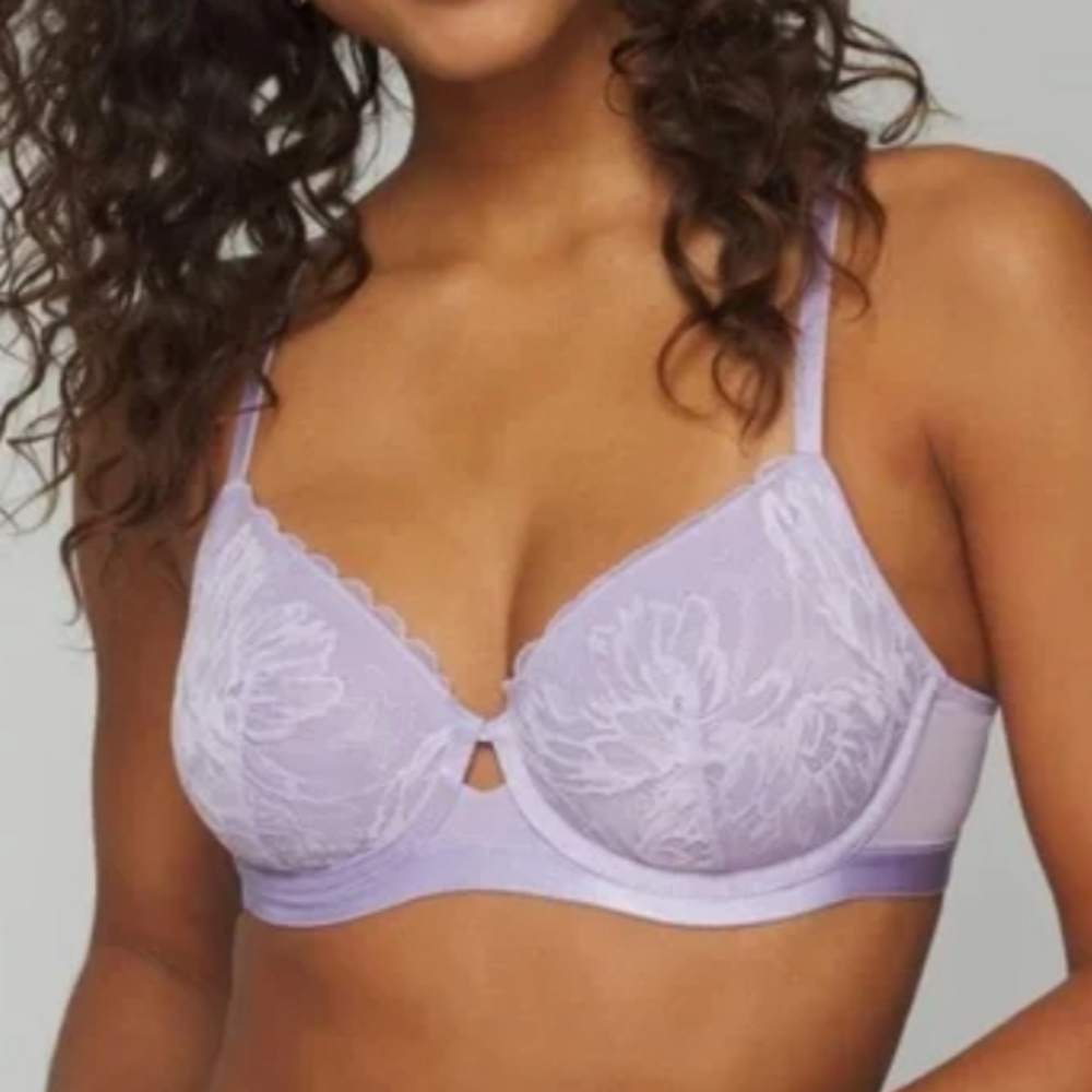 Soma Lavender Purple Lace Lightly Lined Perfect Coverage Bra, Sz 38C